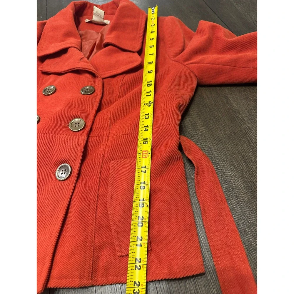 Paris Blues Women's Red Double Breasted Belted‎ Wool Blend Peacoat Jacket Size L